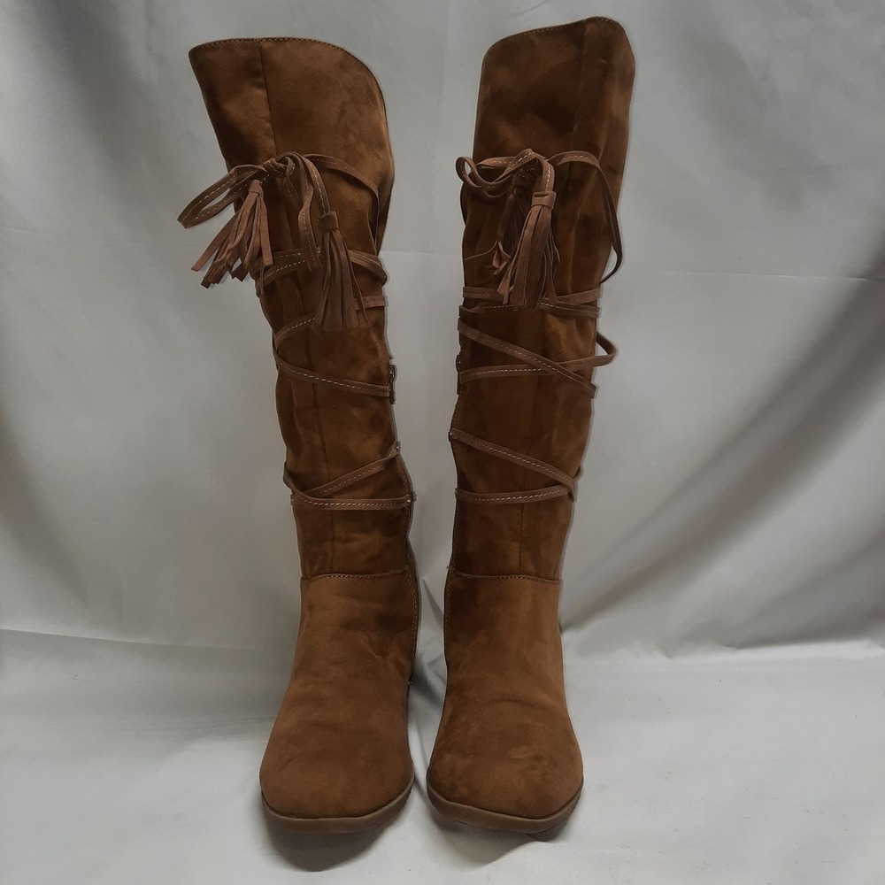Jelly Pop Courtney Cowboy Style faux suede tan Boots 11